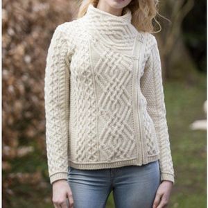 Aran Crafts Cable Knit Sweater Jacket